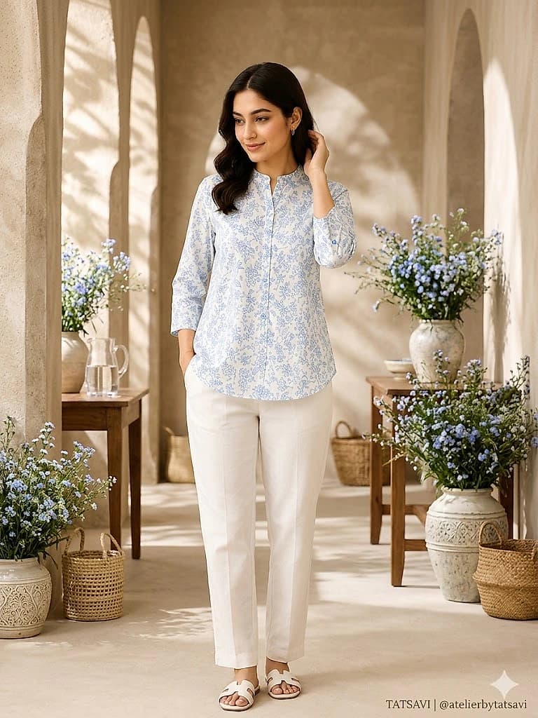 Blue Blossom Floral Top