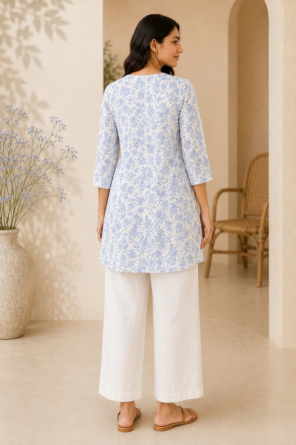 Blue Blossom Floral Top